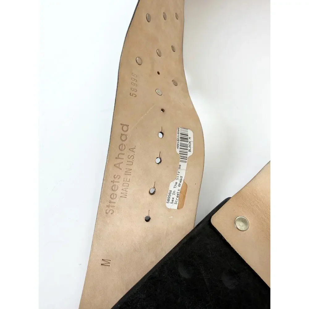 Streets Ahead Studded Pyramid Leather Roger Belt Black Silver Gray Medium